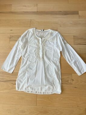 J Crew Women’s White Embroidered Tunic Top